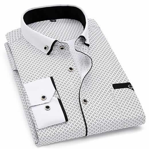 Capa Camisa Slim Fit Luxury Social Casual Branco/Preto C004