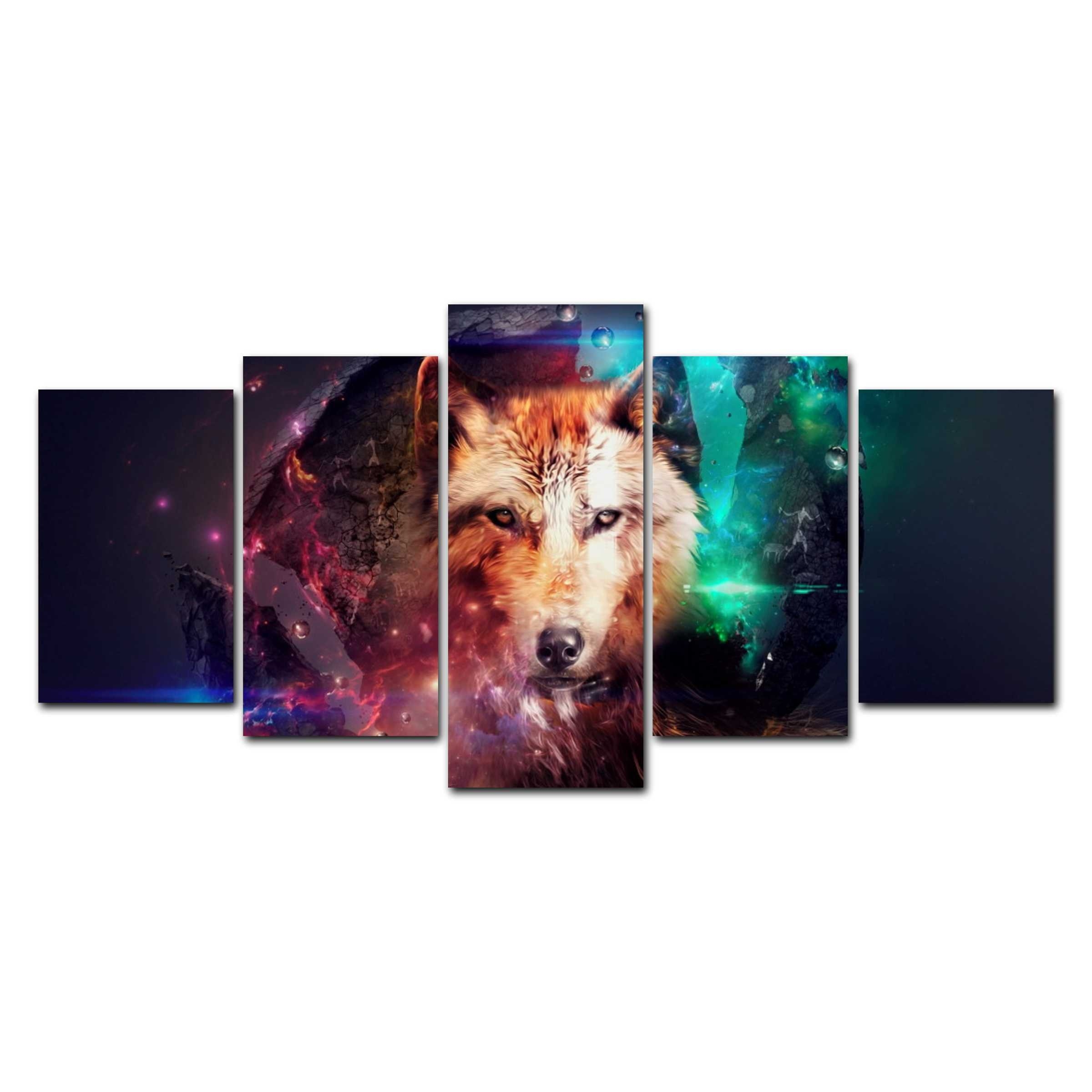 Quadro Decorativo Lobo Colorido Pintura