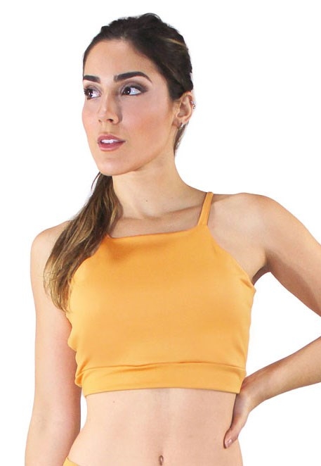 Cropped Top Fitness Alcinha Basic Amarelo