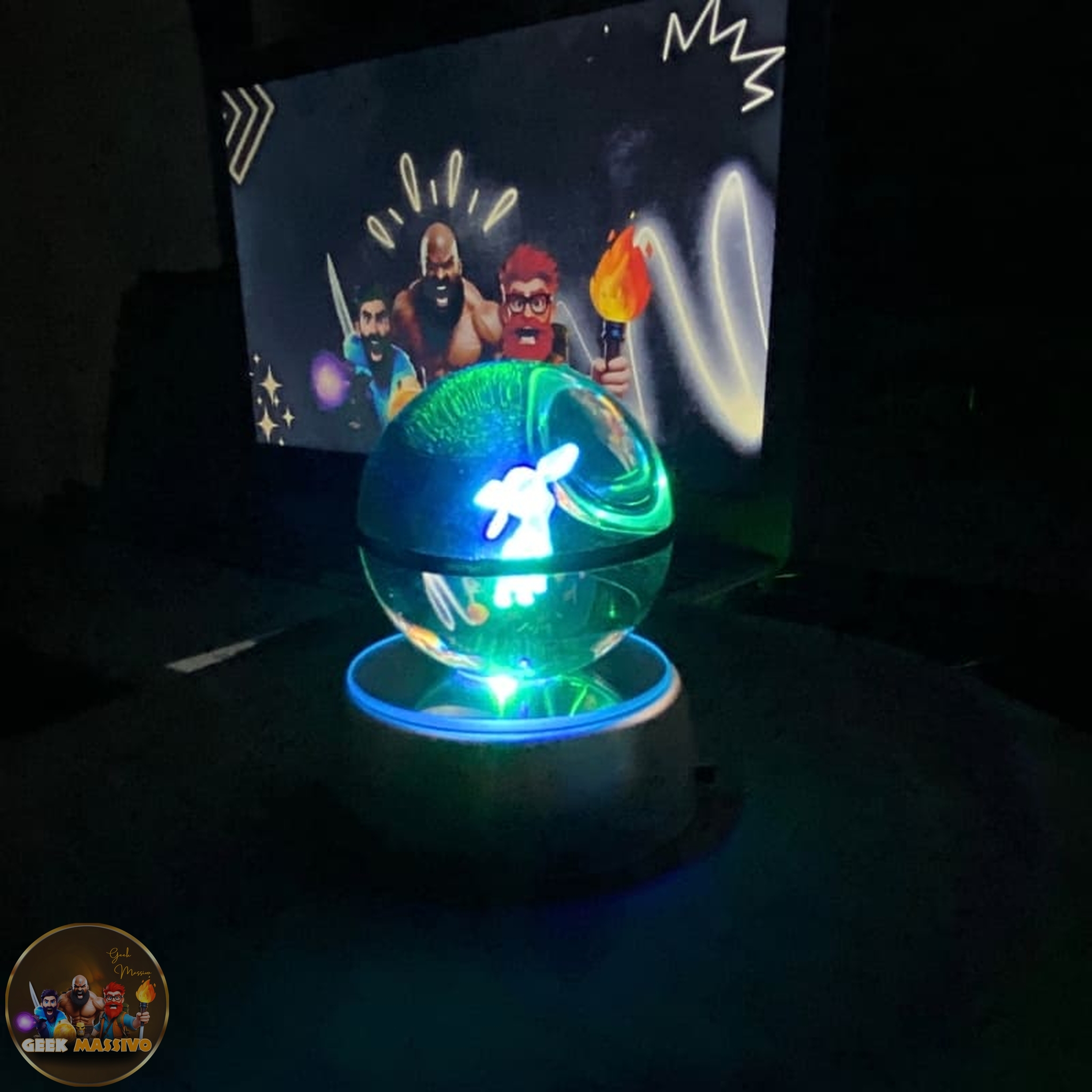 Luminária Globo Bola De Cristal Pokebola Zaptos: Pokemon Anime