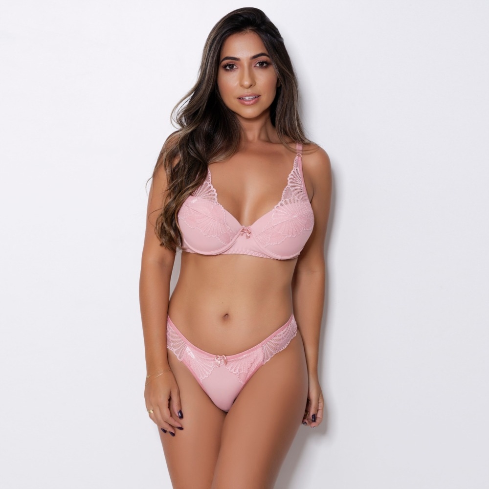 Conjunto Liso com Renda e Bojo - C8057